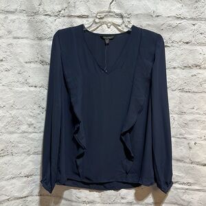 Banana Republic Navy Blue Ruffle Edge Blouse NWT size XS